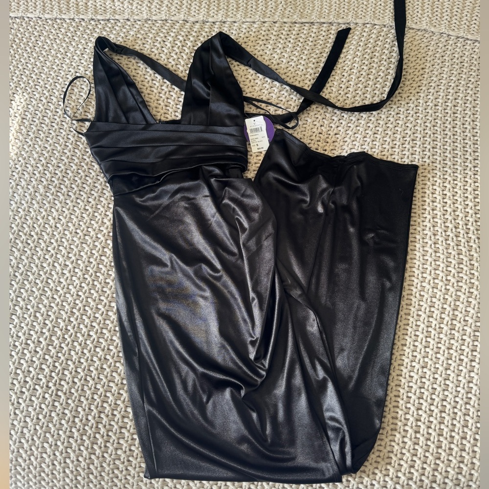 NWT Black Satin Formal Dress - Picture 2 of 5